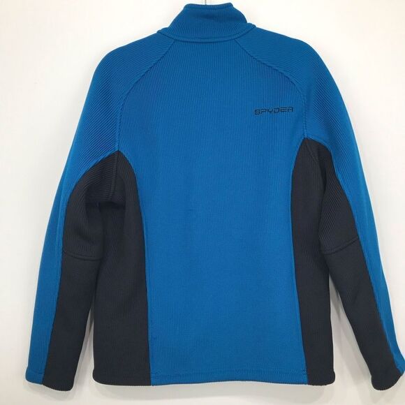 Spyder Blue Black Fleece Lined Stretch Knit Performance Zip Up Jacket - Picture 7 of 16